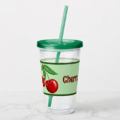 Rode kersen ontwerp gepersonaliseerd acryl drinkbeker (Achterkant)