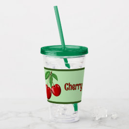 Rode kersen ontwerp gepersonaliseerd acryl drinkbeker