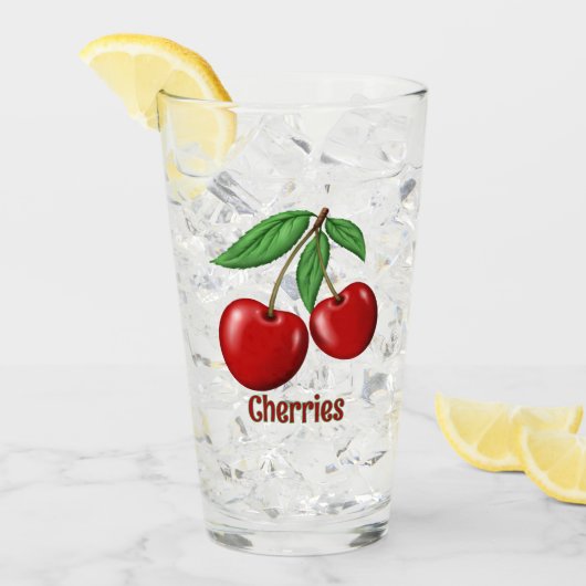 Rode kersen ontwerp gepersonaliseerd glas (Voorkant ijs)