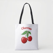 Rode kersen ontwerp gepersonaliseerd tote bag (Voorkant)