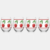 Rode Kersen Ontwerp Wijnglas Zonder Voet (Links)