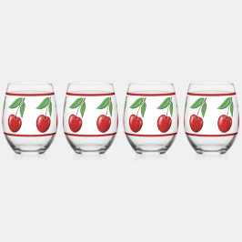 Rode Kersen Ontwerp Wijnglas Zonder Voet