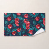 Rode kersen op donkerblauw bad handdoek (Handdoek)