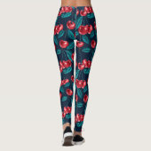 Rode kersen op donkerblauw leggings (Achterkant)