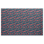 Rode kersen op donkerblauw stof (Yard (91,4 cm))