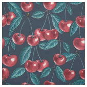 Rode kersen op donkerblauw stof (Swatch)