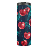 Rode kersen op donkerblauw thermosbeker (Achterkant)