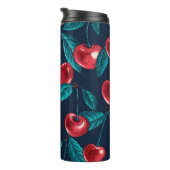 Rode kersen op donkerblauw thermosbeker (Geroteerd rechts)