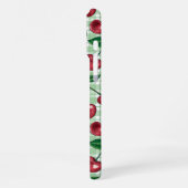 Rode kersen op lichtgroene gingham iPhone hoesje (Linkerkant)