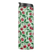 Rode kersen op lichtgroene gingham thermosbeker (Geroteerd rechts)