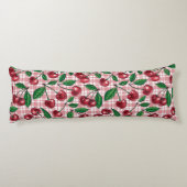 Rode kersen op roze gingham lichaamskussen (Achterkant)