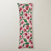 Rode kersen op roze gingham lichaamskussen (Achterkant (Verticaal))