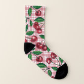 Rode kersen op roze gingham sokken (Rechts - buiten)
