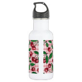 Rode kersen op roze gingham waterfles  (Achterkant)