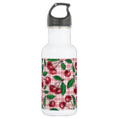 Rode kersen op roze gingham waterfles (Voorkant)