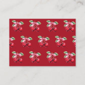 Rode Kersen op Top Bow Baby shower Luier Raffle Informatiekaartje (Achterkant)