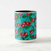 Rode kersen op turquoise mok (Midden)