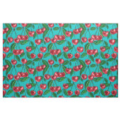 Rode kersen op turquoise stof (Yard (91,4 cm))