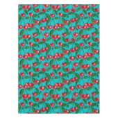 Rode kersen op turquoise tafelkleed (Voorkant)
