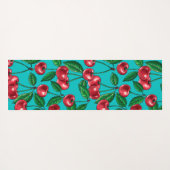 Rode kersen op turquoise yogamat (Achterkant (horizontaal))