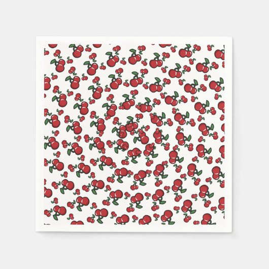 Rode kersen op White Cute Fruit Birthday Party Servetten (Voorkant)