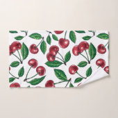 Rode kersen op wit bad handdoek (Handdoek)