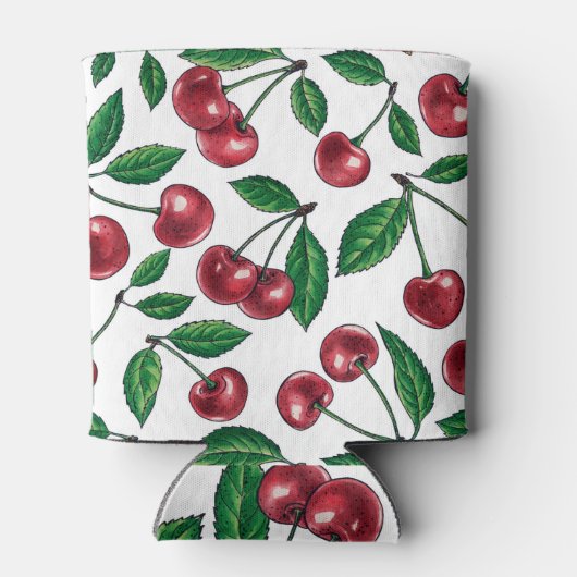 Rode kersen op wit blikjeskoeler (Achterkant)