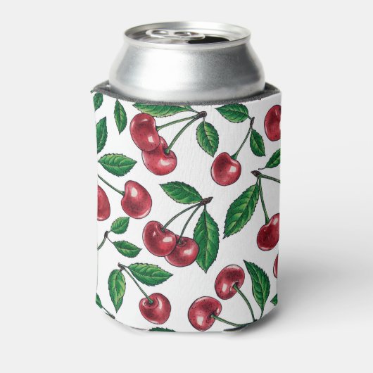 Rode kersen op wit blikjeskoeler (Blikje Achterkant)