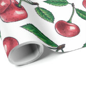 Rode kersen op wit cadeaupapier (Rol Hoek)