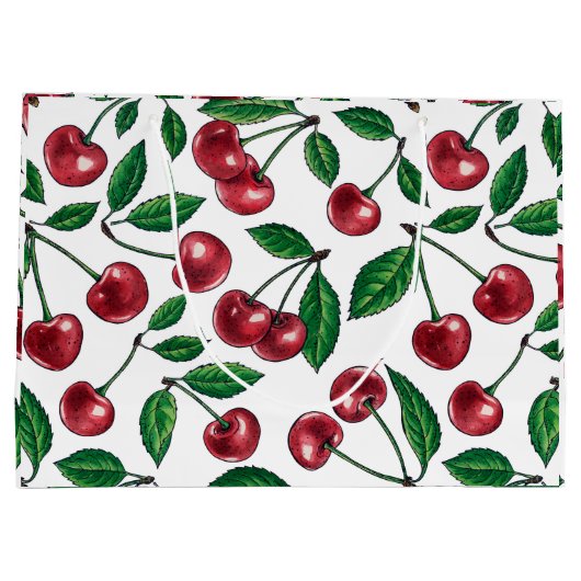 Rode kersen op wit groot cadeauzakje (Achterkant)