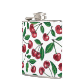 Rode kersen op wit heupfles (Links)