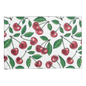 Rode kersen op wit kussensloop (Voorkant-Rechts)