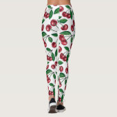 Rode kersen op wit leggings (Achterkant)