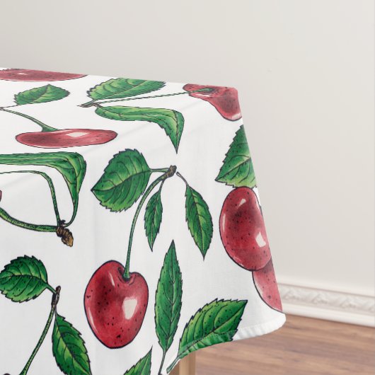 Rode kersen op wit tafelkleed (Voorbeeld)