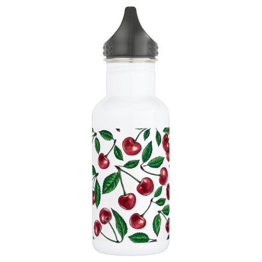 Rode kersen op wit waterfles (Links)