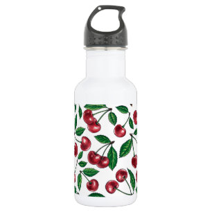 Rode kersen op wit waterfles 