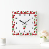 Rode kersen over alles behalve grafisch vierkante klok (Huis)