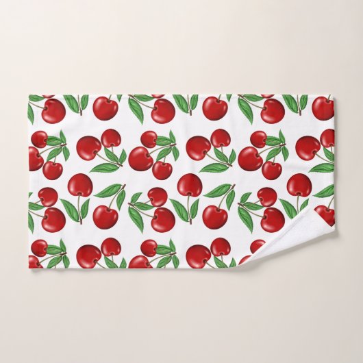 Rode kersen overal boven patroon bad handdoek (Handdoek)