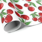 Rode kersen overal boven patroon cadeaupapier (Rol Hoek)