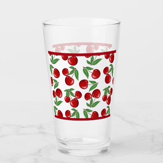 Rode kersen overal boven patroon glas (Voorkant)