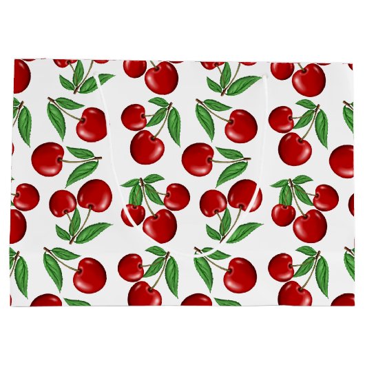 Rode kersen overal boven patroon groot cadeauzakje (Achterkant)