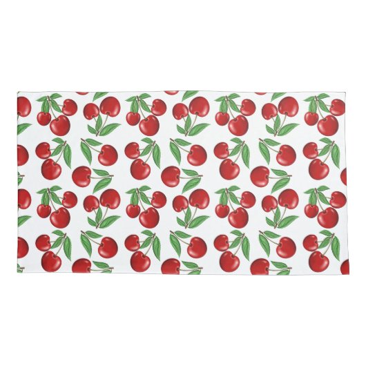 Rode kersen overal boven patroon kussensloop (Achterkant-Links)