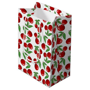 Rode kersen overal boven patroon medium cadeauzakje