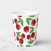 Rode kersen overal boven patroon papieren bekers (Links)