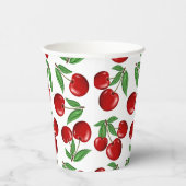 Rode kersen overal boven patroon papieren bekers (Rechts)