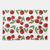 Rode kersen overal boven patroon theedoek (Horizontaal)