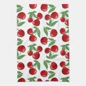 Rode kersen overal boven patroon theedoek (Verticaal)