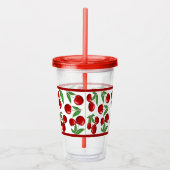 Rode kersen overal patroon aanpasbaar acryl drinkbeker (Rechts)
