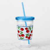 Rode kersen overal patroon aanpasbaar acryl drinkbeker (Links)