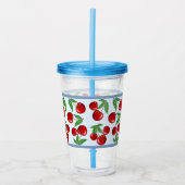 Rode kersen overal patroon aanpasbaar acryl drinkbeker (Voorkant)